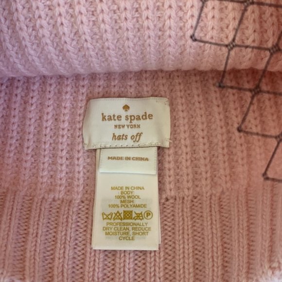 kate spade pink black Fit To Be Tied Wool Veil Hat nwot - Picture 16 of 16